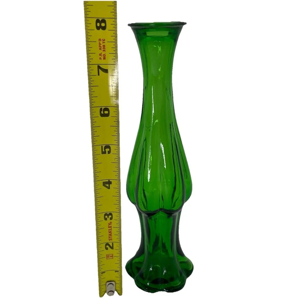 Avon Vintage Emerald Green Glass Bud Vase Cologne Bottle Empty 8